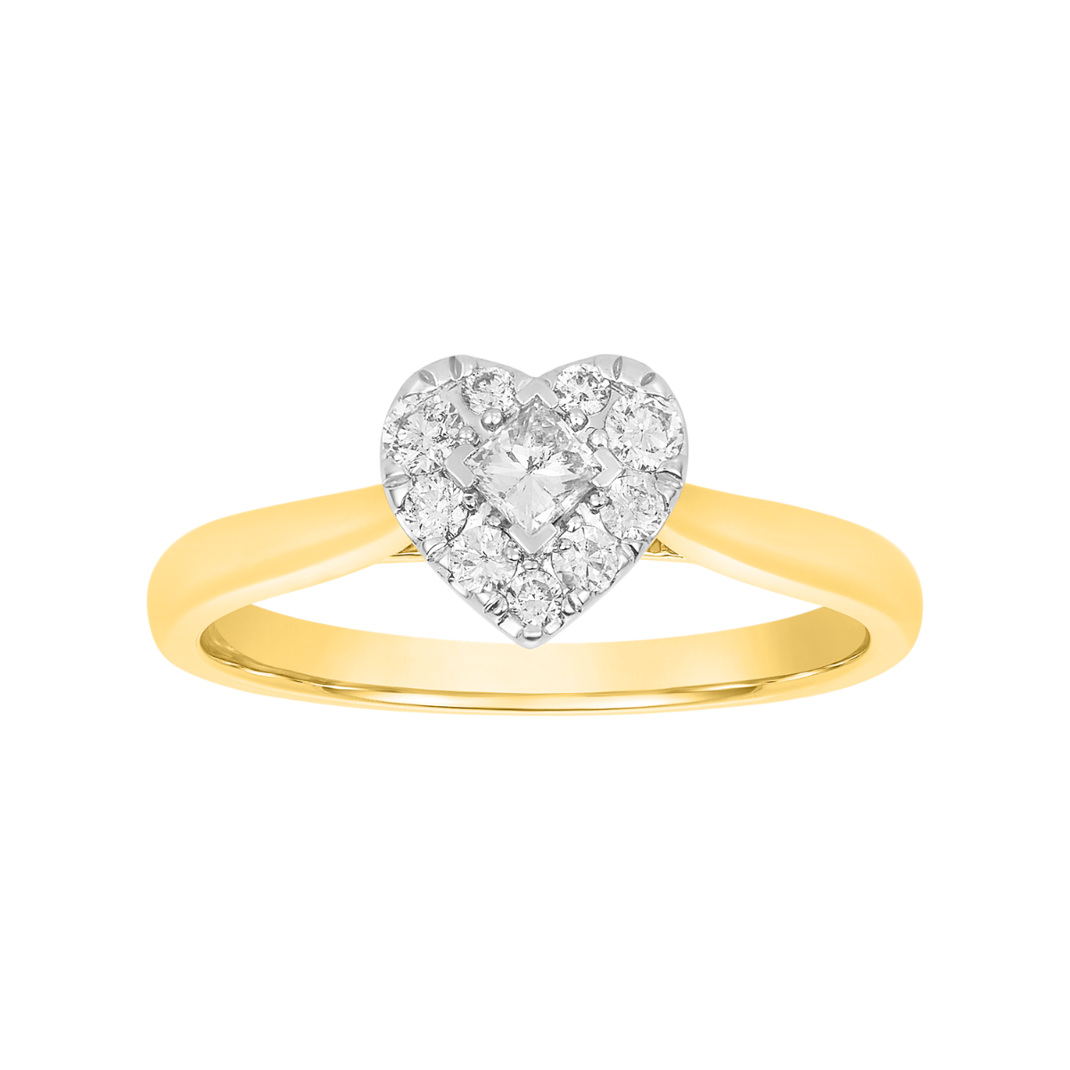 14K Yellow Gold Heart Shaped Diamond Solitaire Ring