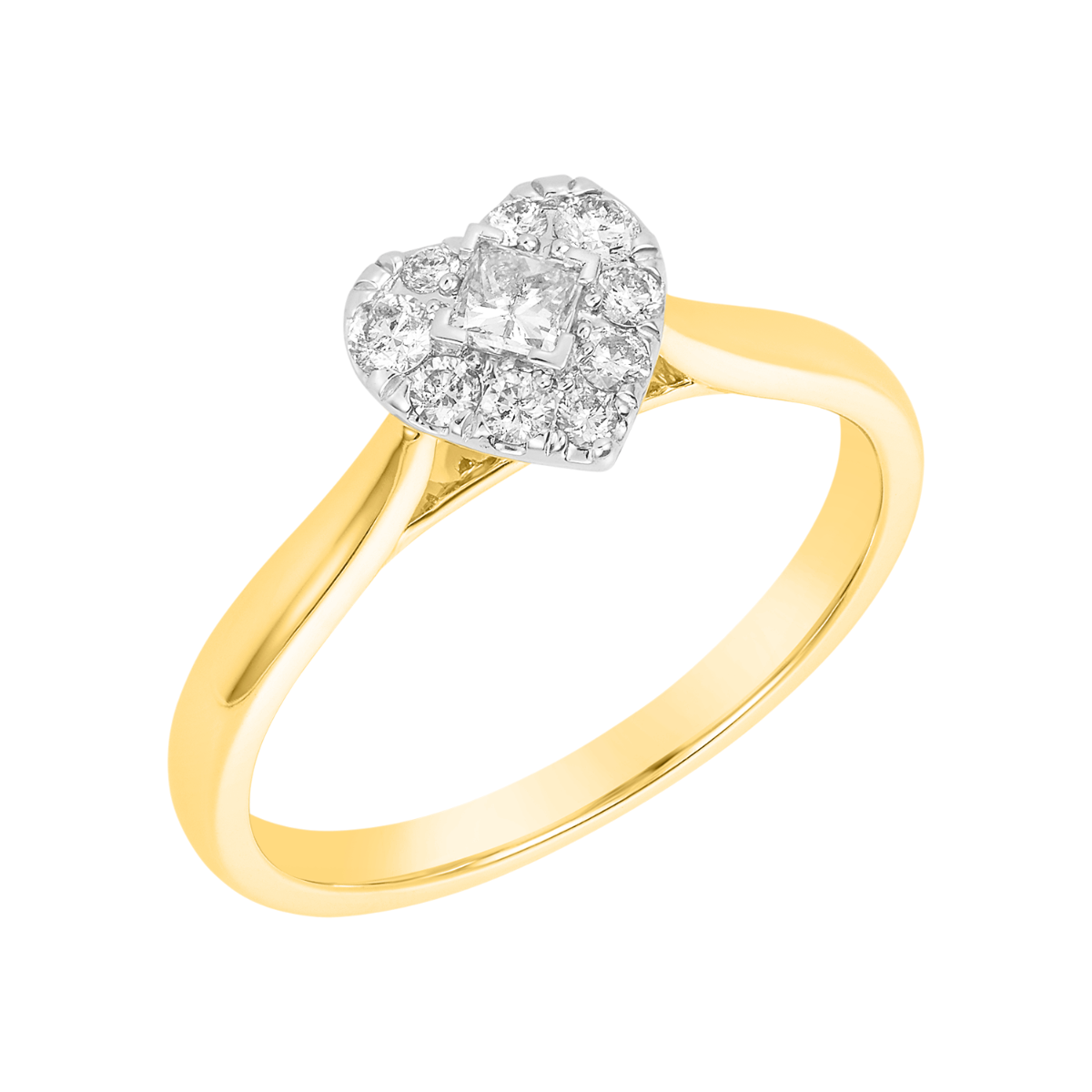 14K Yellow Gold Heart Shaped Diamond Solitaire Ring