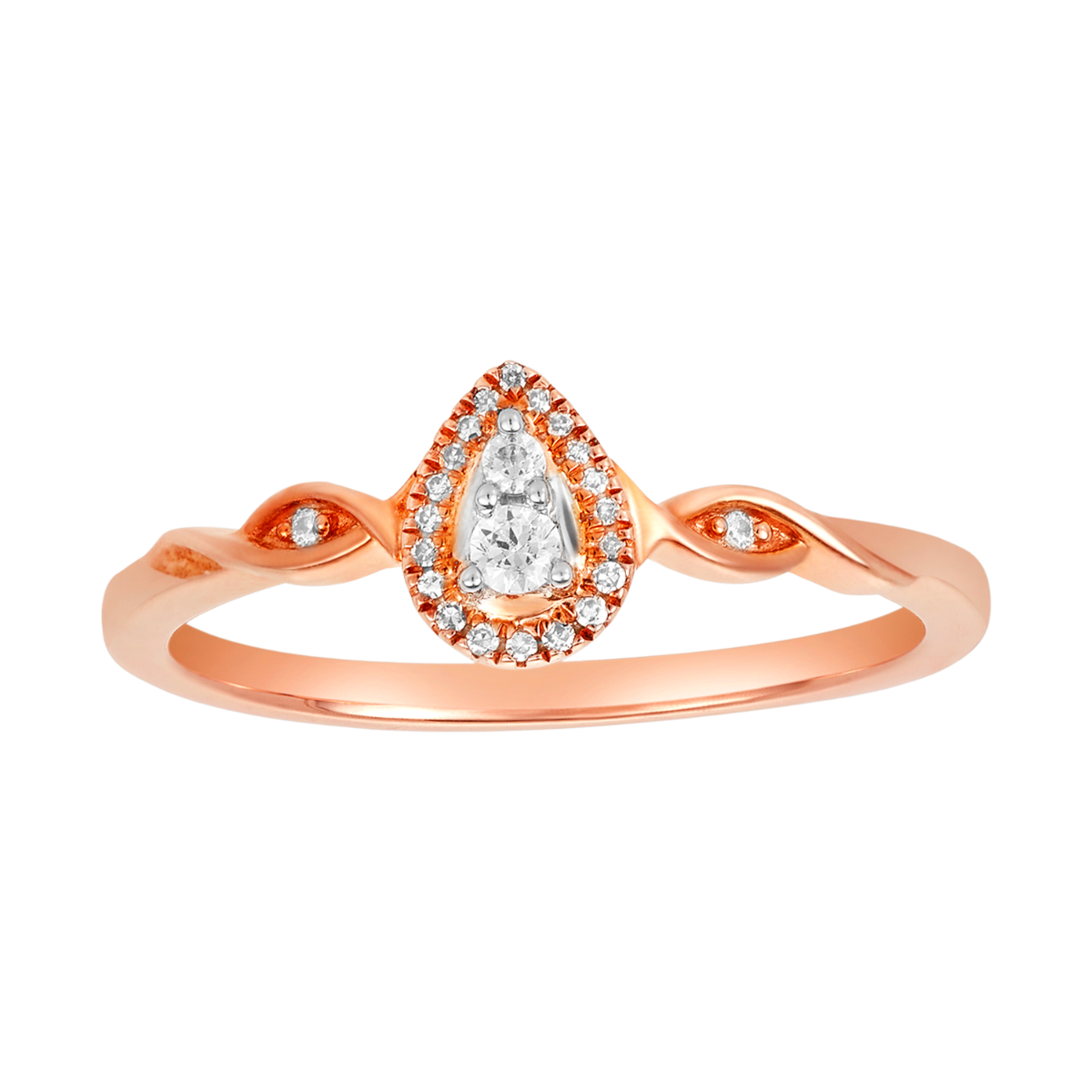 10K Rose Gold Pear Shaped Twisted Band Promise Ring