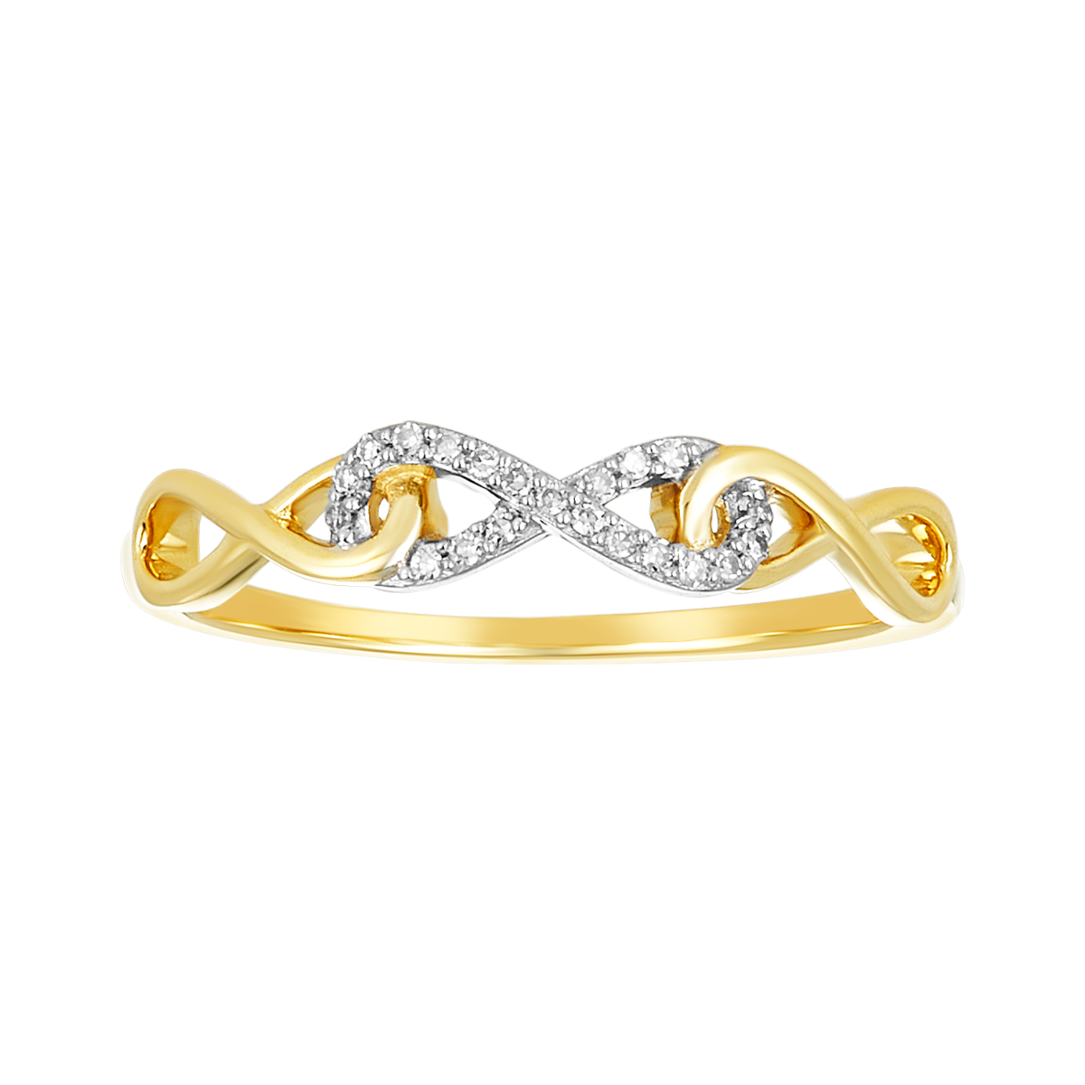 14K Two Tone Gold Infinity Diamond Promise Ring