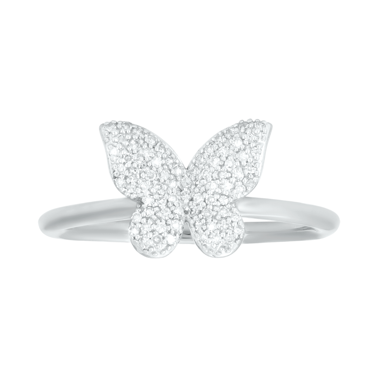 14K White Gold Butterfly Pave Diamond Ring