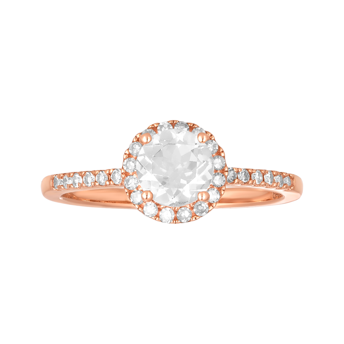 10K Rose Gold Morganite Halo Diamond Ring