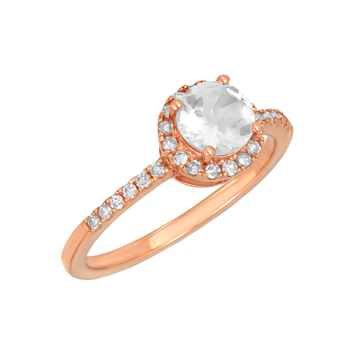 10K Rose Gold Morganite Halo Diamond Ring