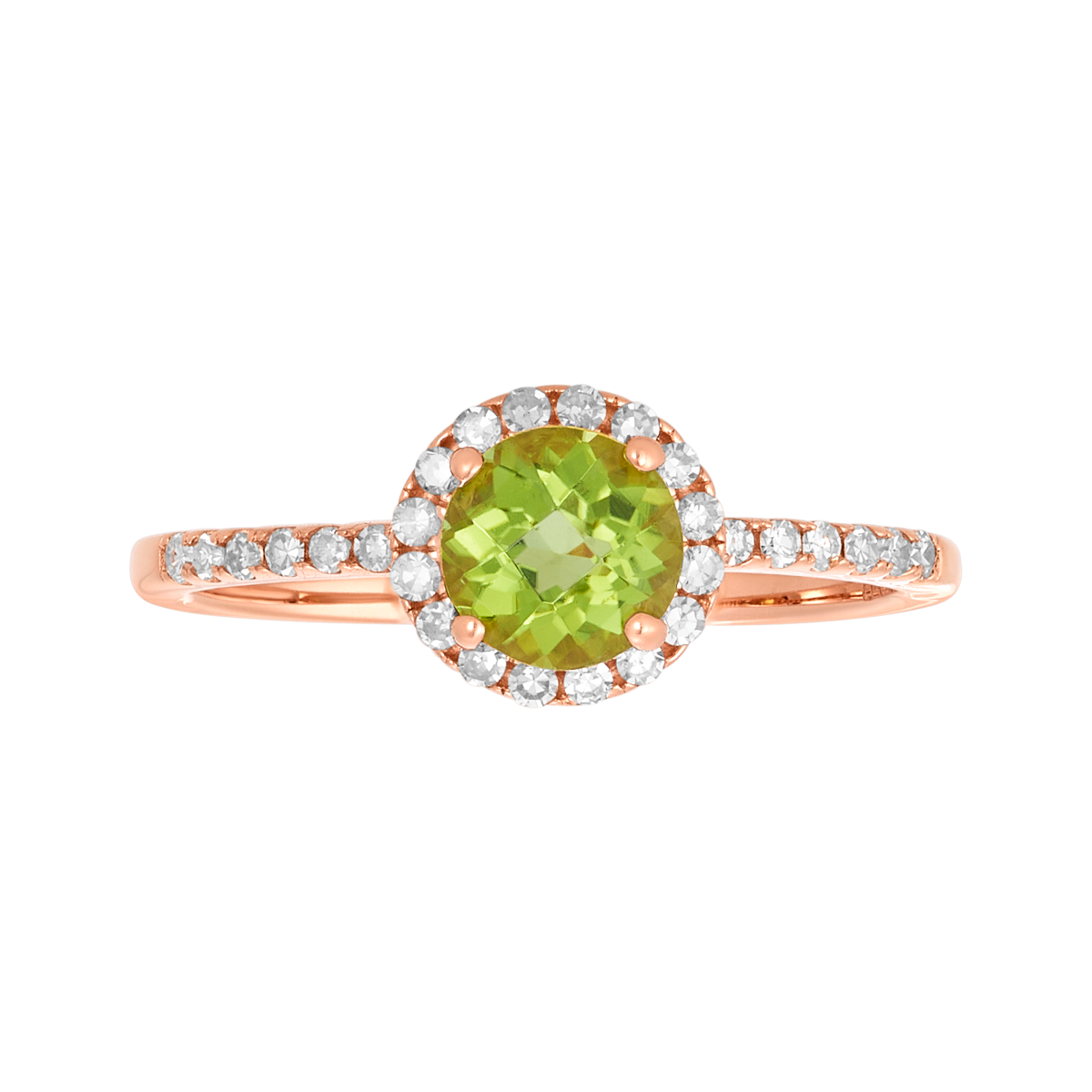 10K Rose Gold Peridot Halo Diamond Ring