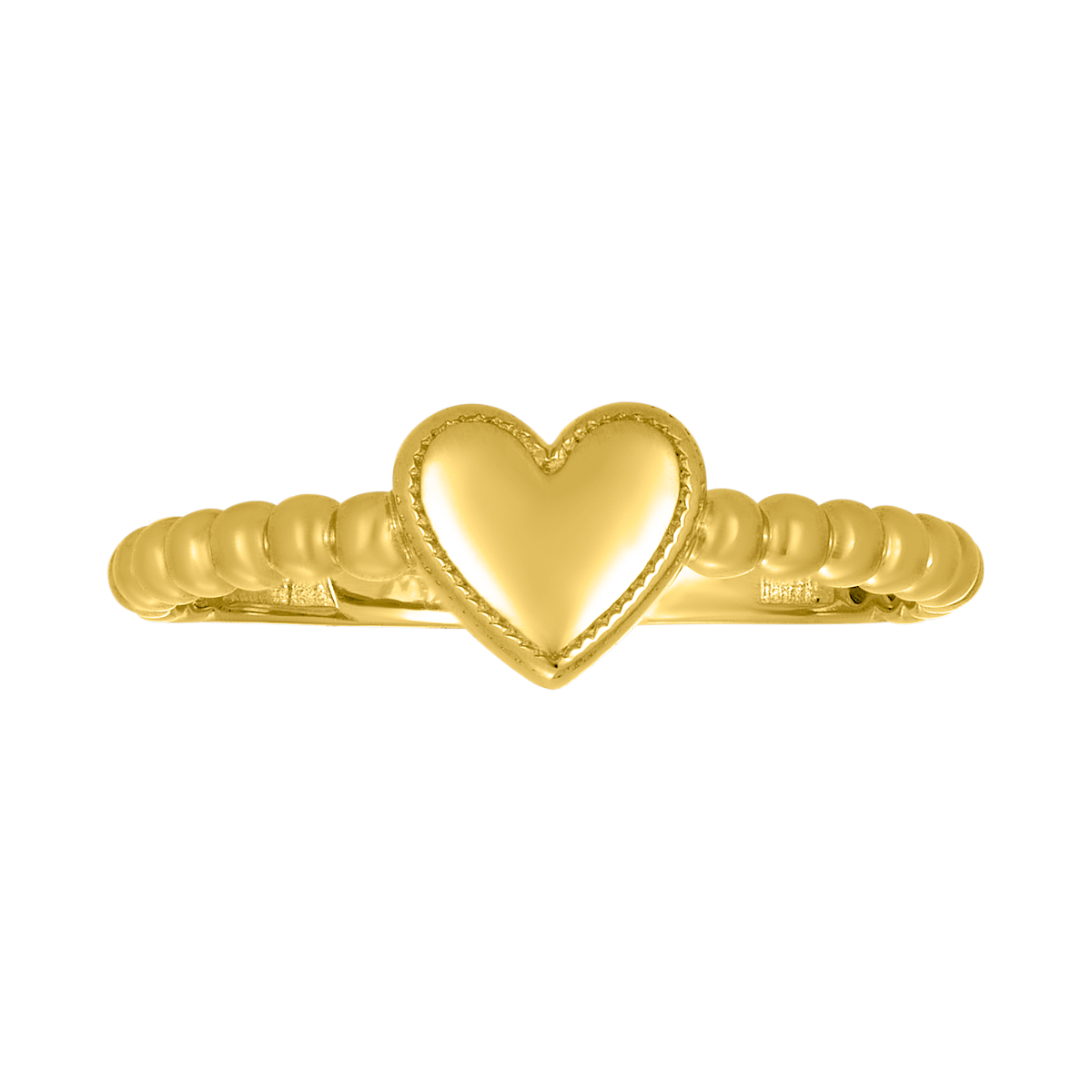 14K Yellow Gold Heart Bubble Shank Ring