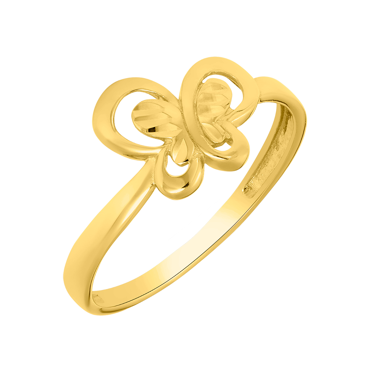 14K Yellow Gold Butterfly Cutout Ring