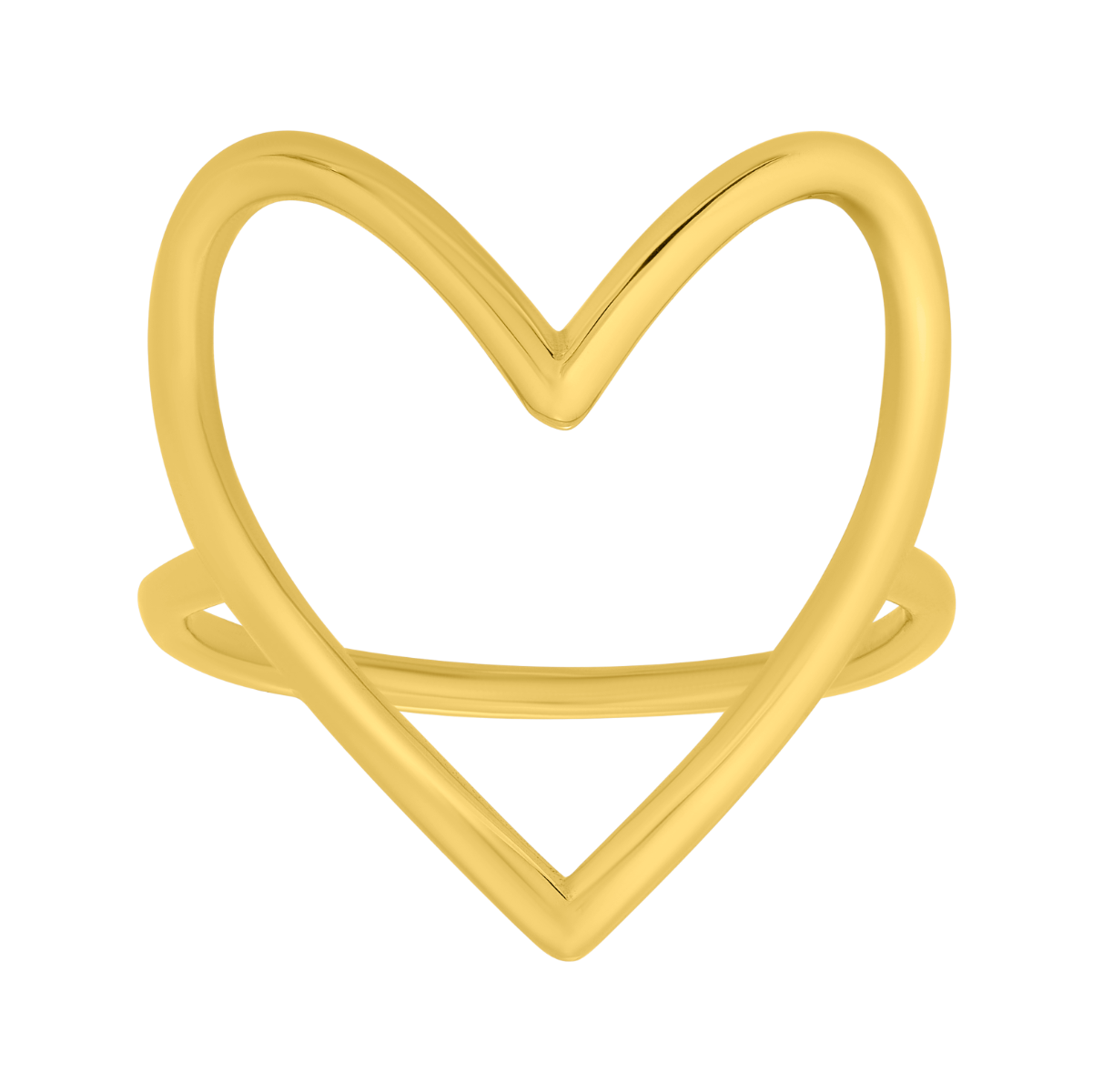 14K Yellow Gold Open Heart Fashion Ring