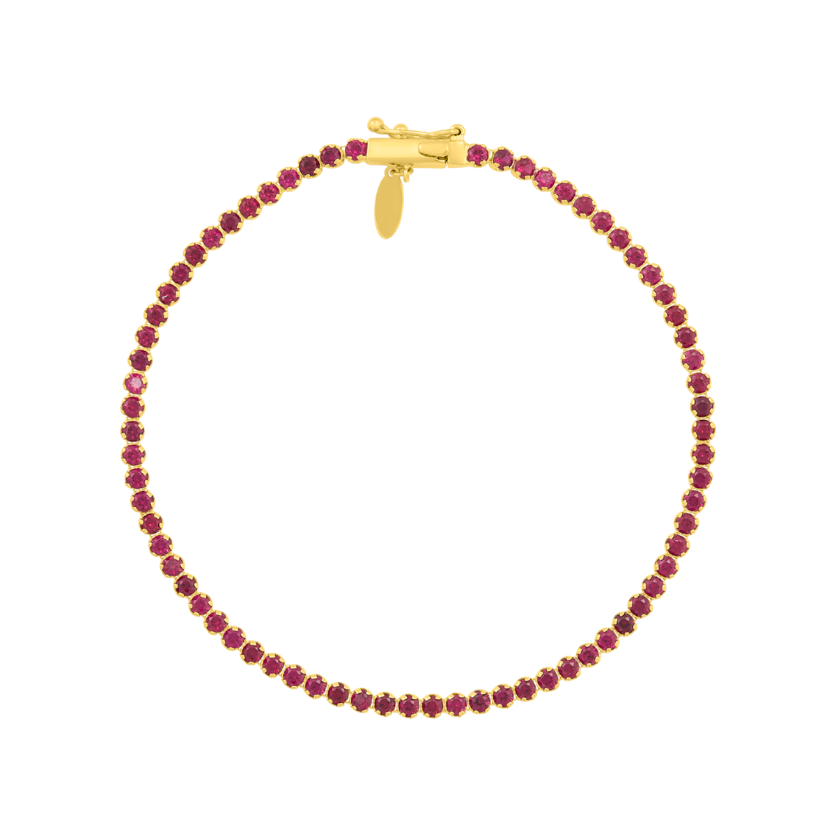 14K Yellow Gold Red CZ Tennis Bracelet