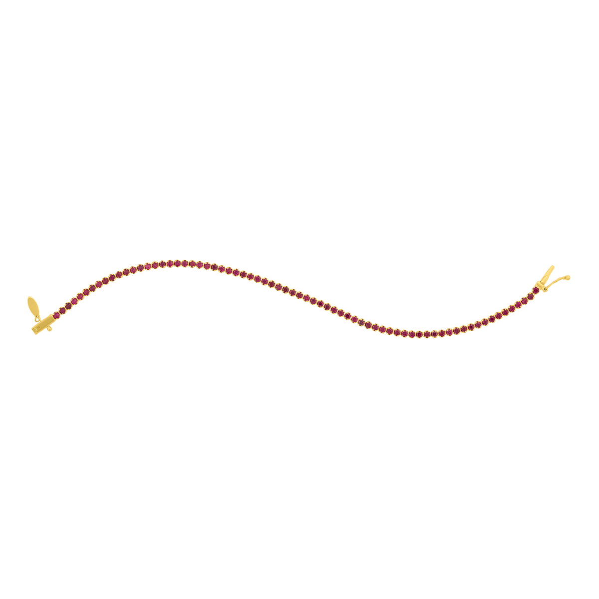 14K Yellow Gold Red CZ Tennis Bracelet