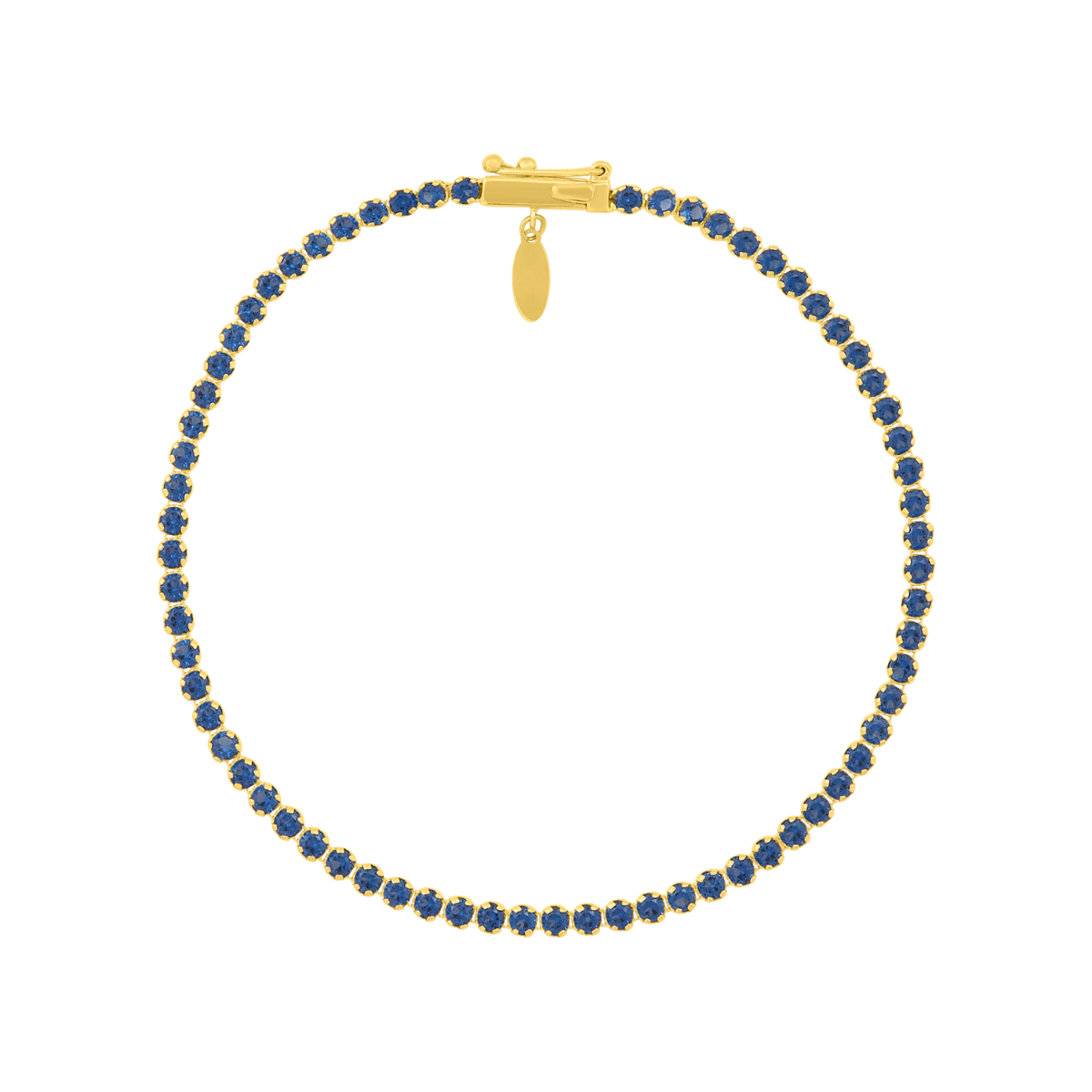14K Yellow Gold Blue CZ Tennis Bracelet