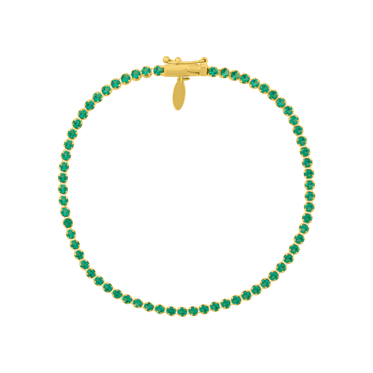 14K Yellow Gold Green CZ Tennis Bracelet