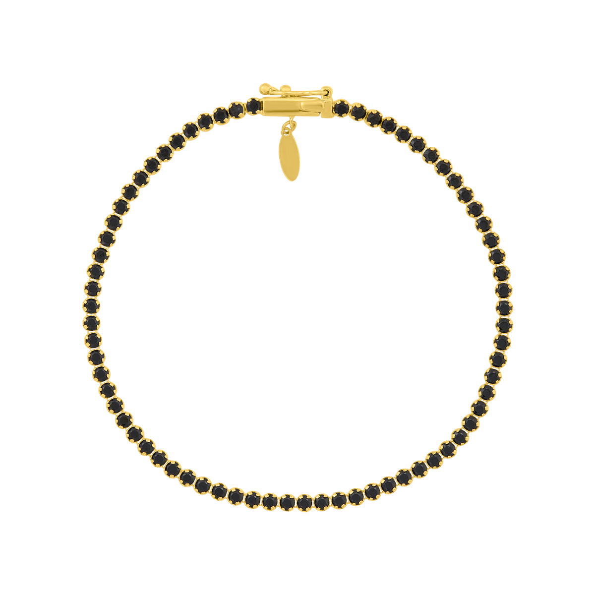 14K Yellow Gold Black CZ Tennis Bracelet