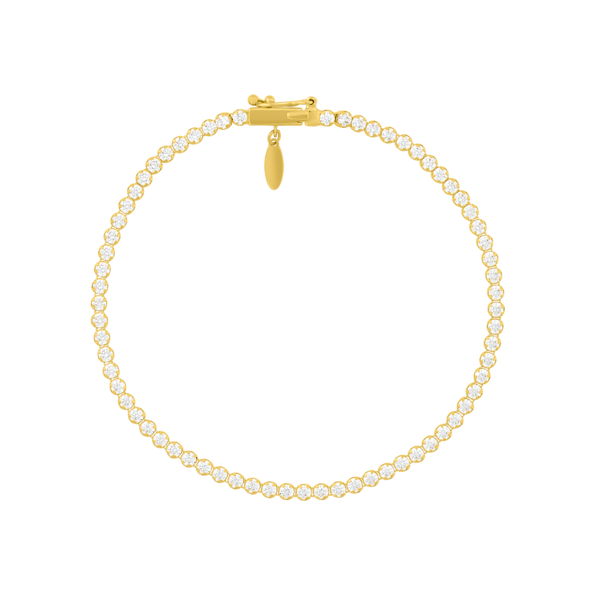 14K Yellow Gold White CZ Tennis Bracelet
