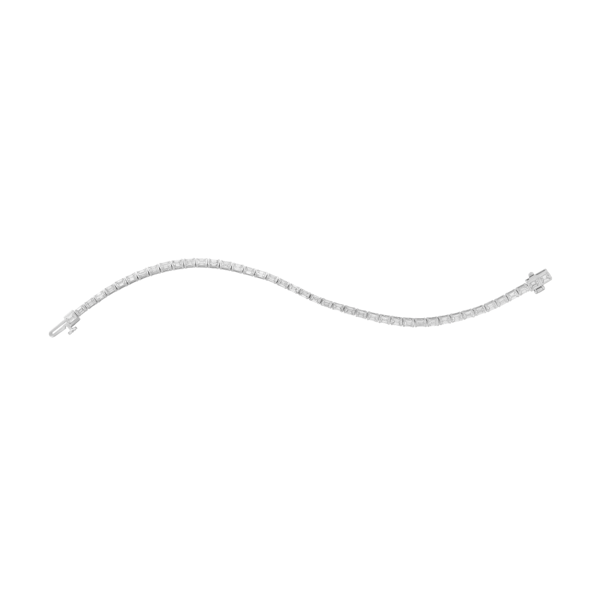 14K White Gold Emerald Cut Lab Grown Diamond Tennis Bracelet