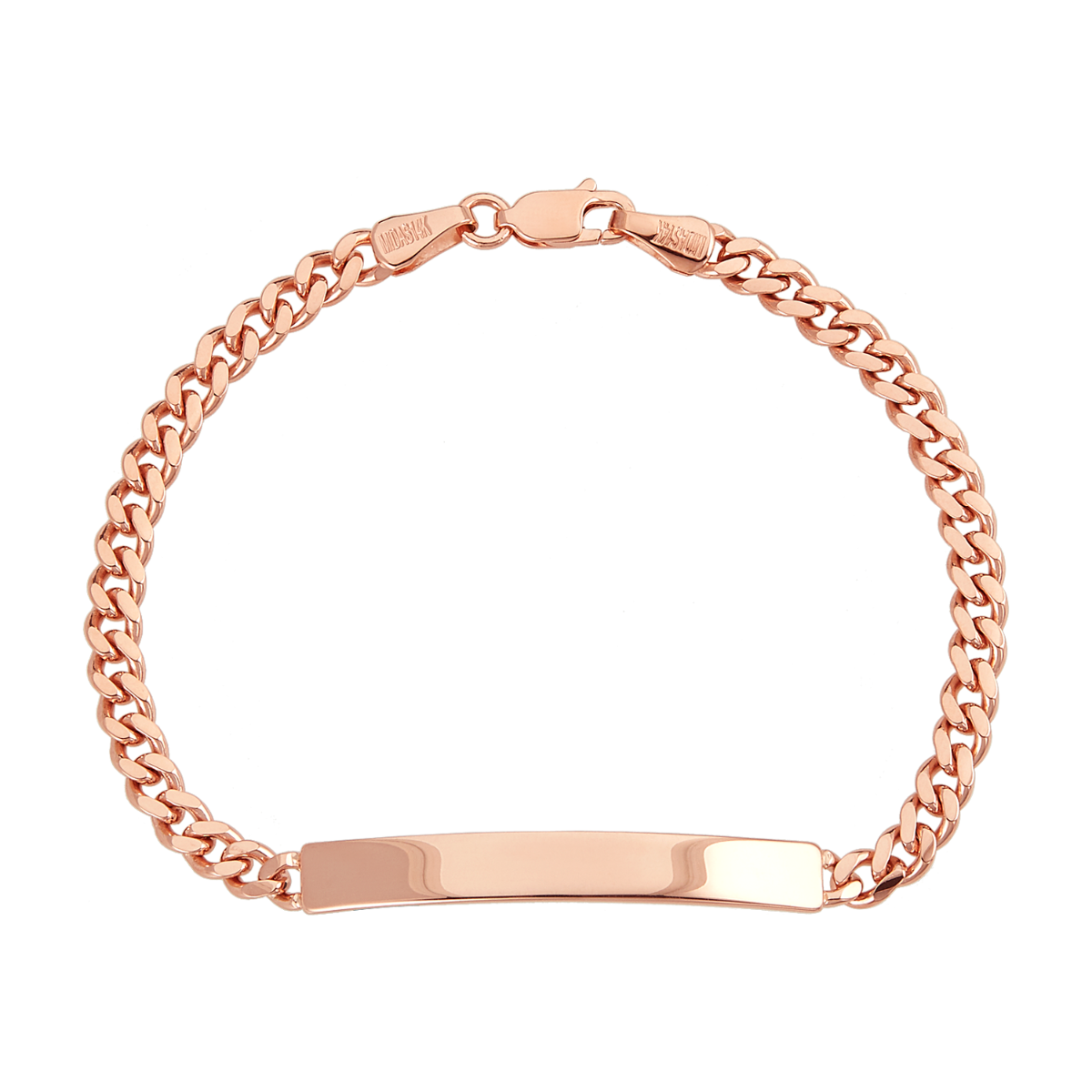 14K Rose Gold 4mm Cuban Link ID Bracelet