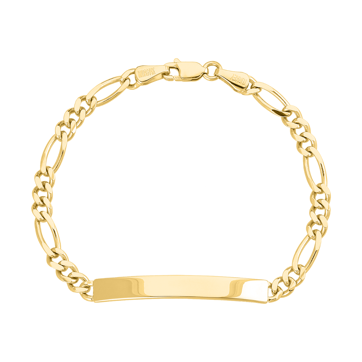 14K Yellow Gold 4.5mm Figaro Link ID Bracelet