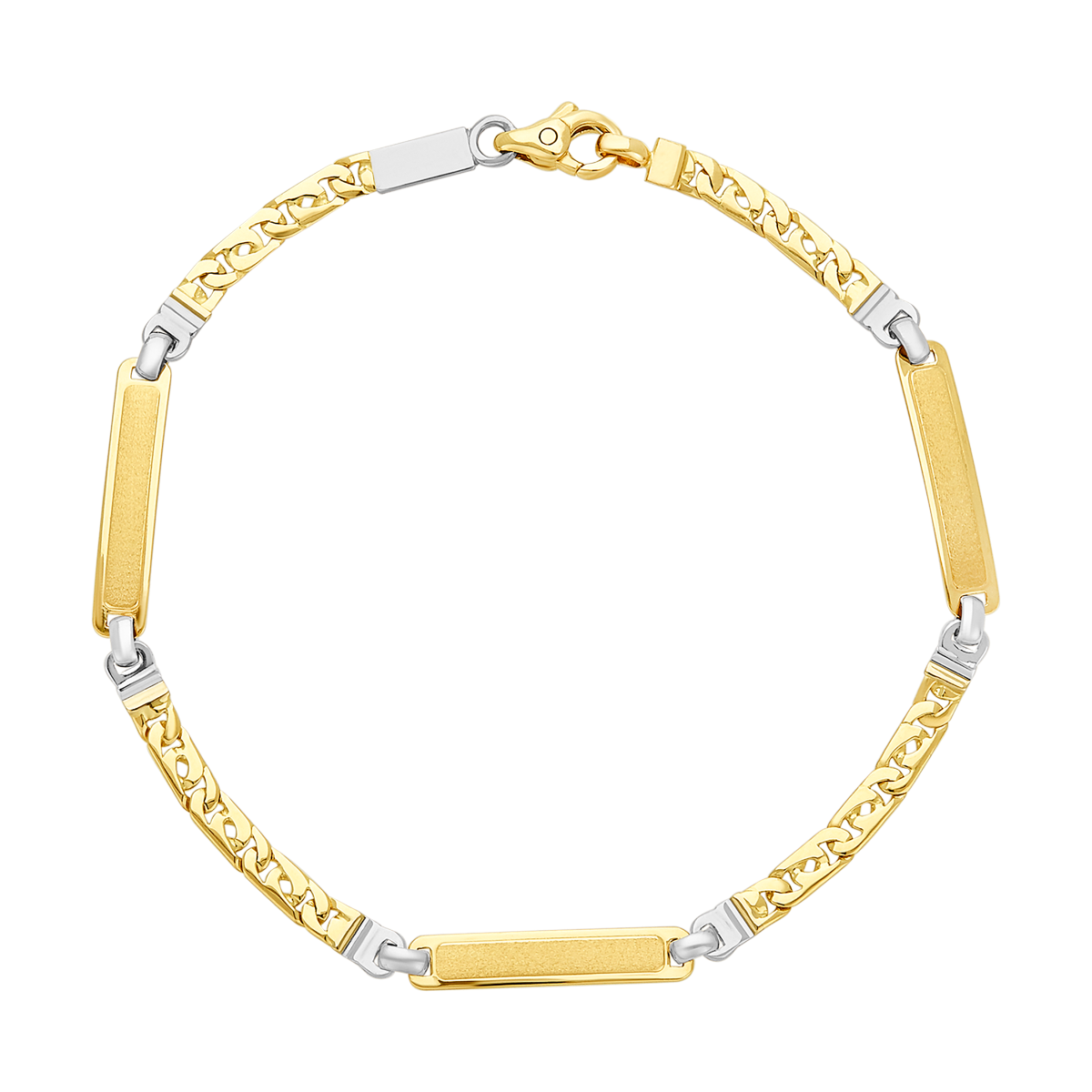 14K Two Tone Gold 3 ID Stations Bracelet