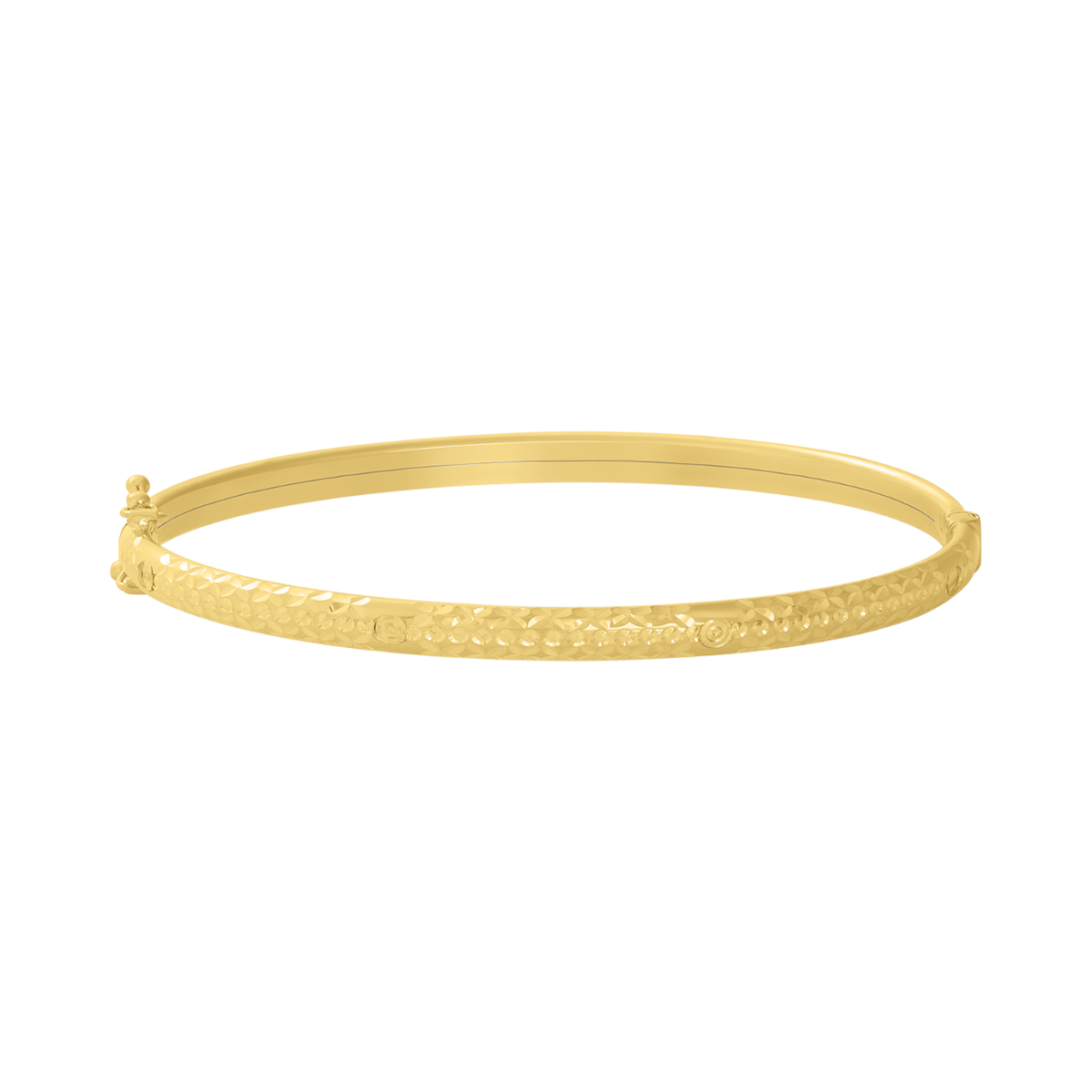 14K Yellow Gold Diamond Cut Bangle Bracelet