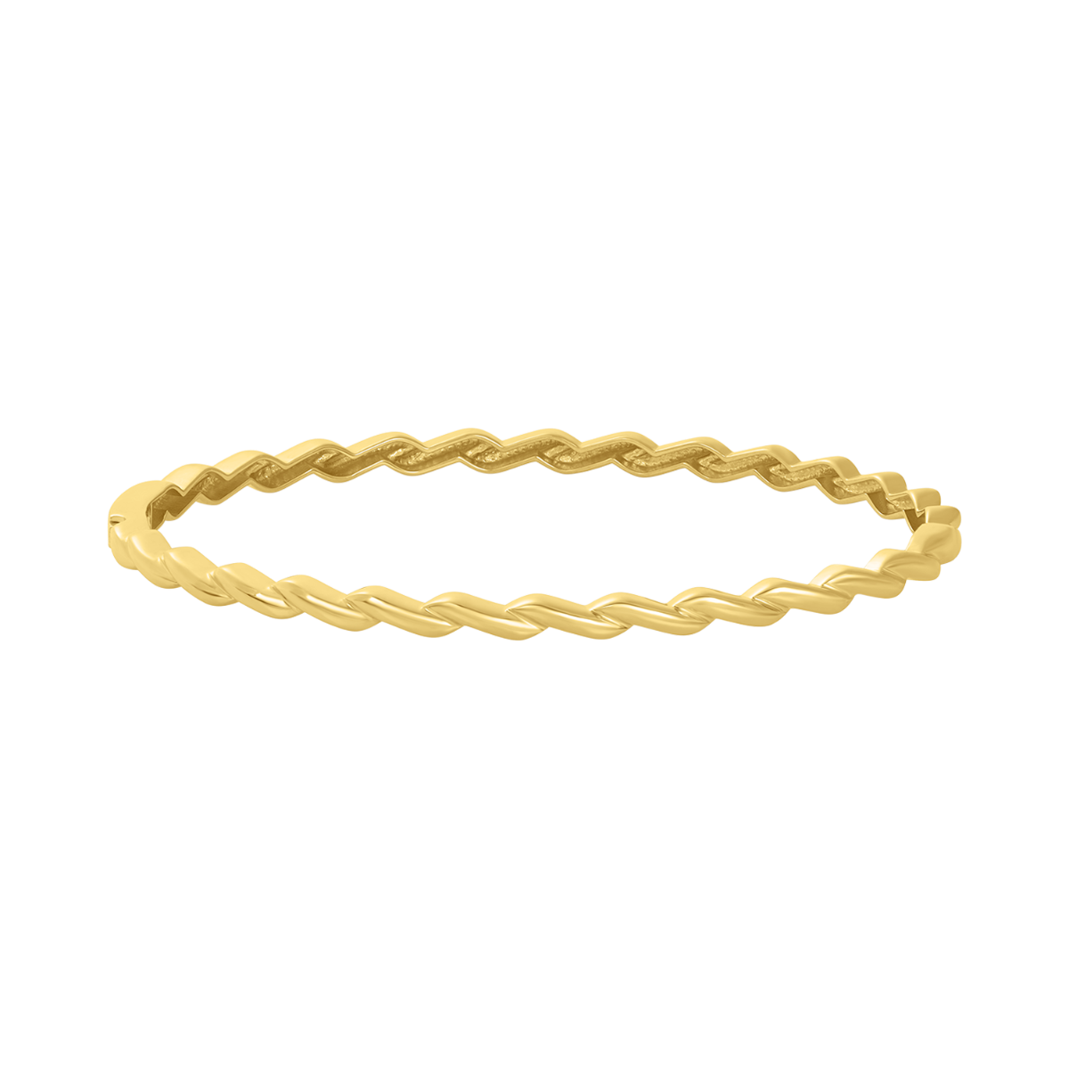 14K Yellow Gold Wave Design Fashion Bangle Bracelet