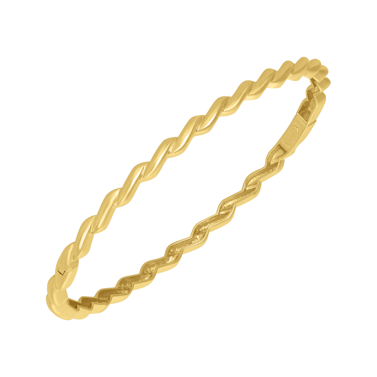 14K Yellow Gold Wave Design Fashion Bangle Bracelet