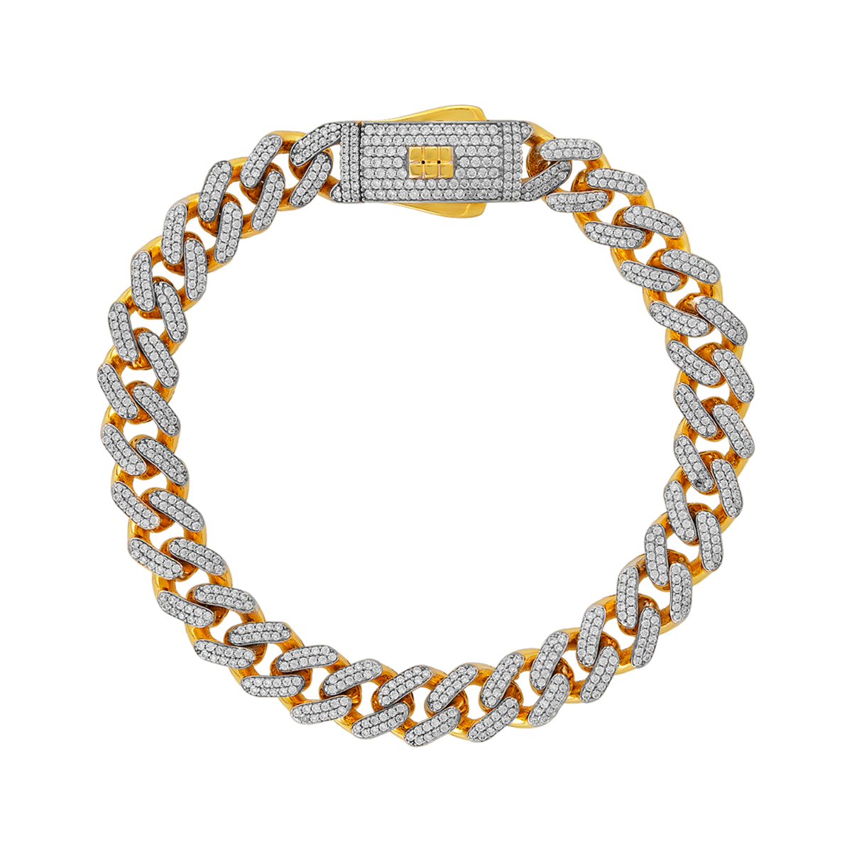 14K Yellow Gold 9.3mm Miami Cuban CZ Hollow Bracelet