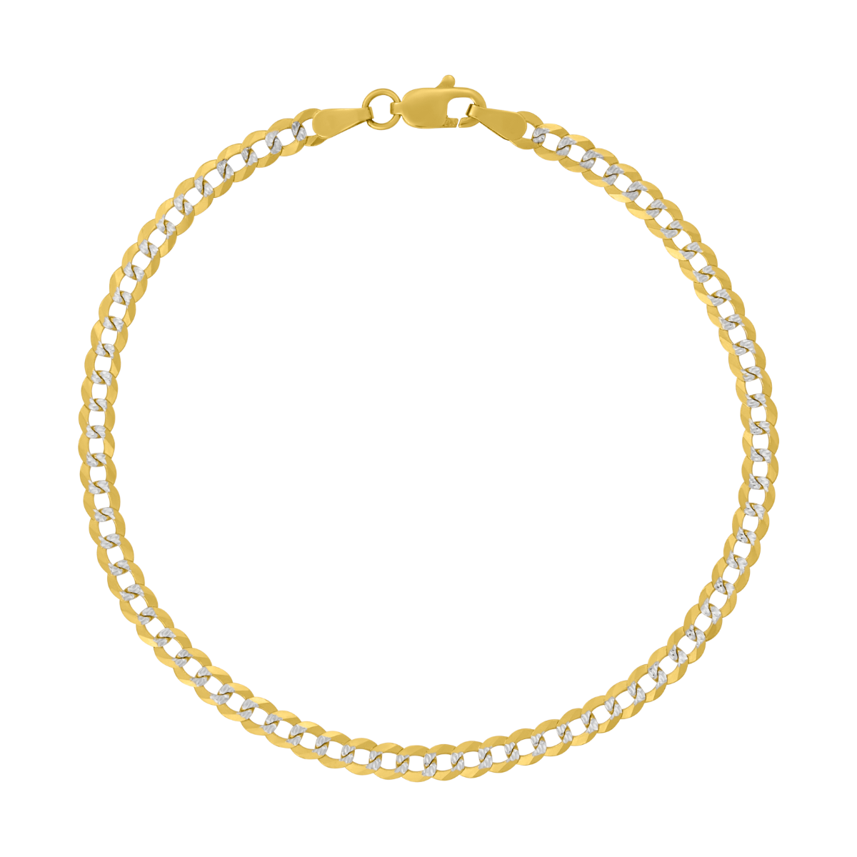 10K Yellow Gold 4mm Curb Pave Bracelet