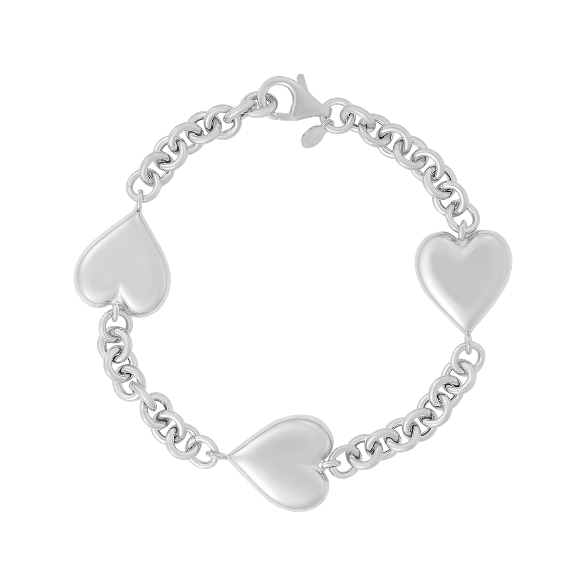 Silver Puffed Hearts Bracelet