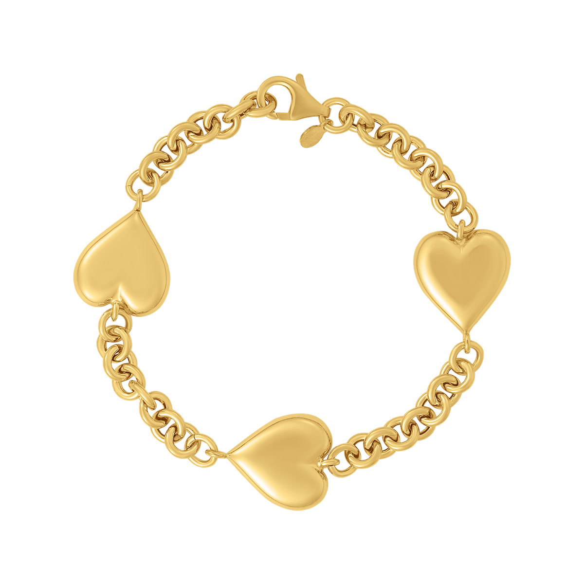 Silver Gold Tone Plated Puffed Hearts Bracelet
