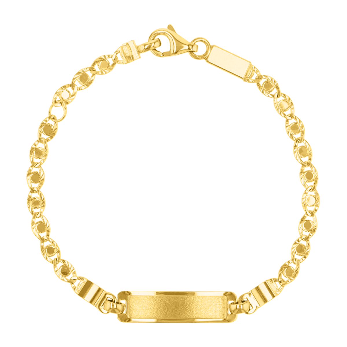 14K Gold Two Tone Mariner Fancy Link Baby ID Bracelet