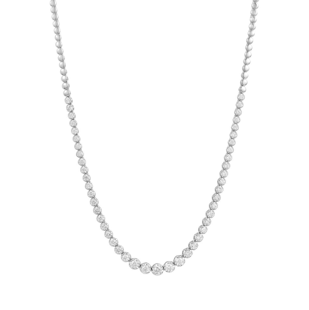 14K White Gold Riviera Diamond Necklace