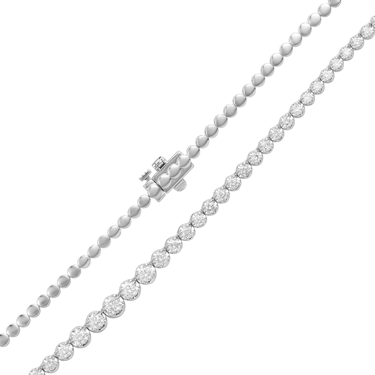 14K White Gold Riviera Diamond Necklace