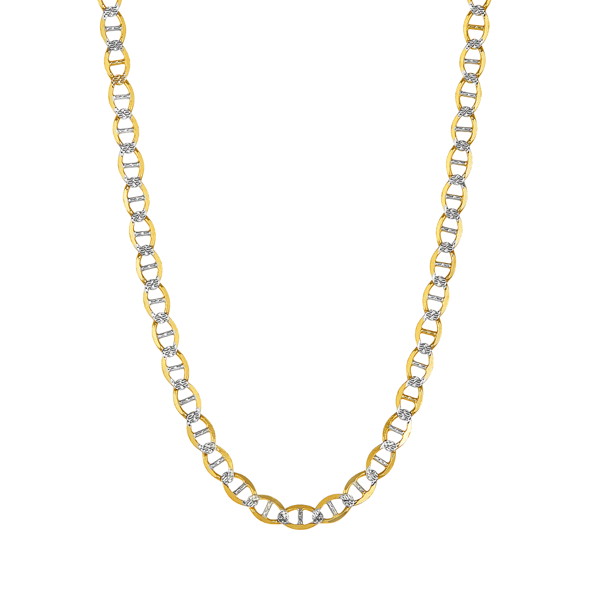14K Yellow Gold 6mm Mariner Pave Chain