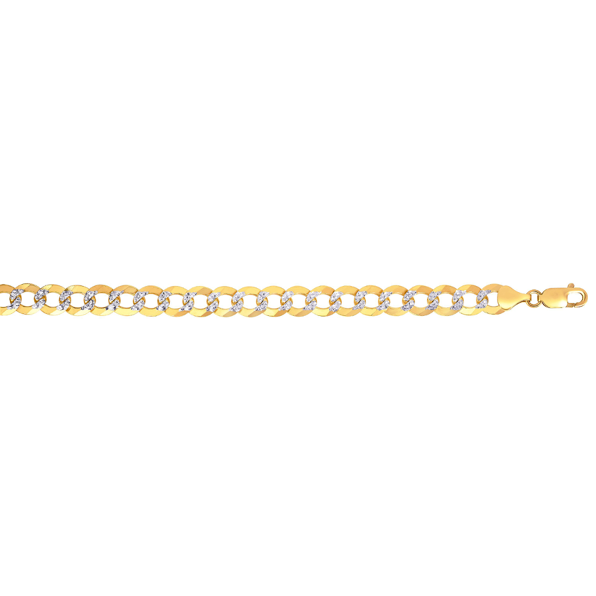 14K Yellow Gold 12.1mm Curb Pave Chain