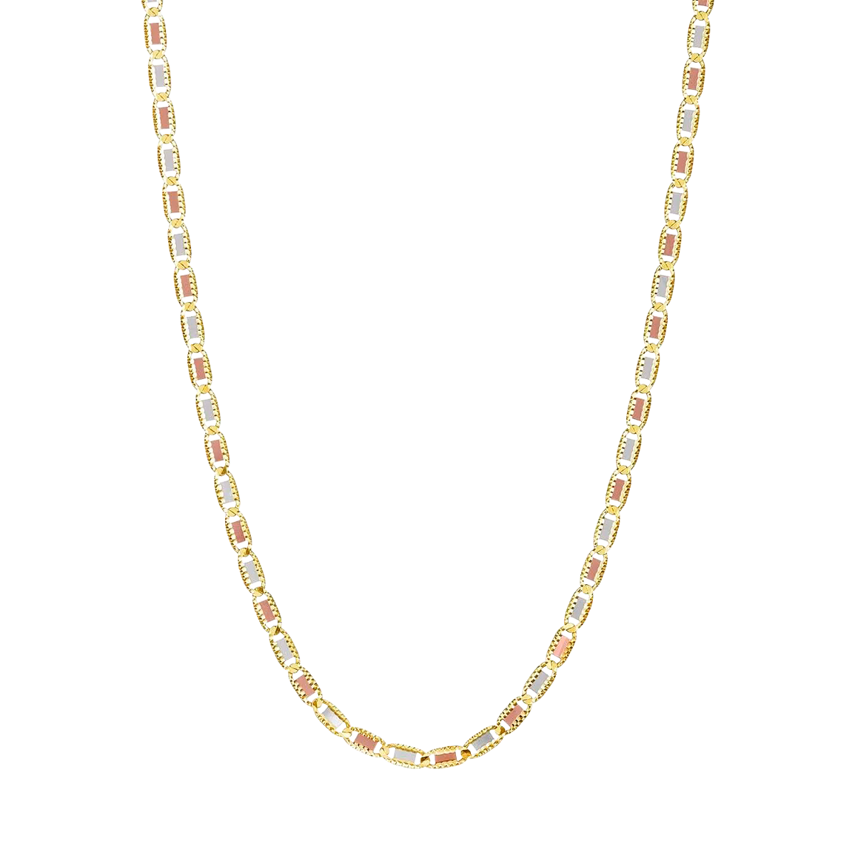 14K Tri Color Gold 4mm Valentino Chain