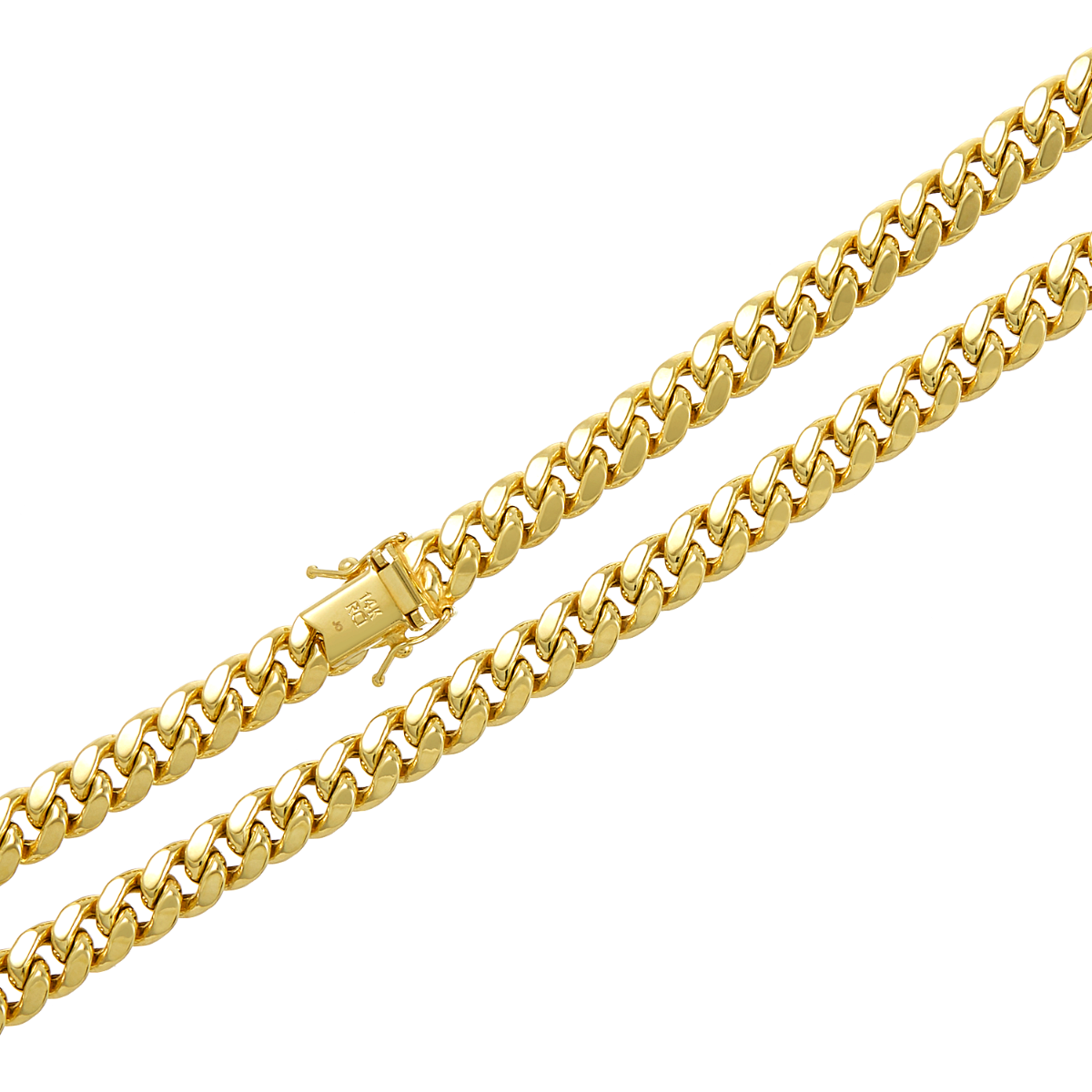 14K Yellow Gold 7.2mm Semi-Solid Miami Cuban Chain