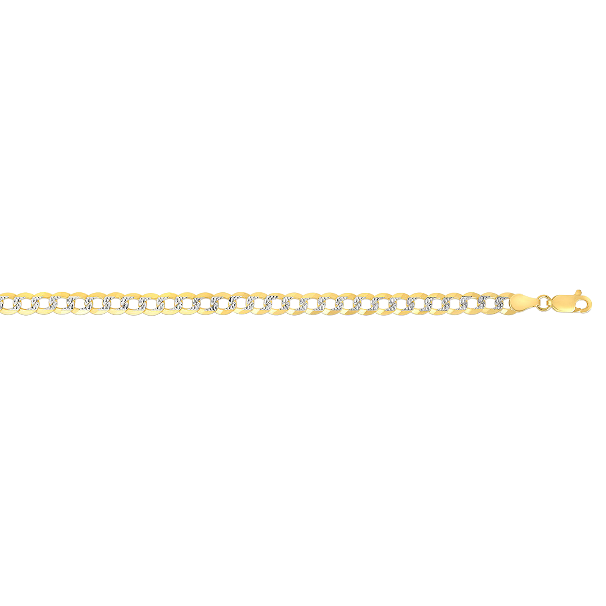 14K Yellow Gold 3.6mm Curb Pave Chain