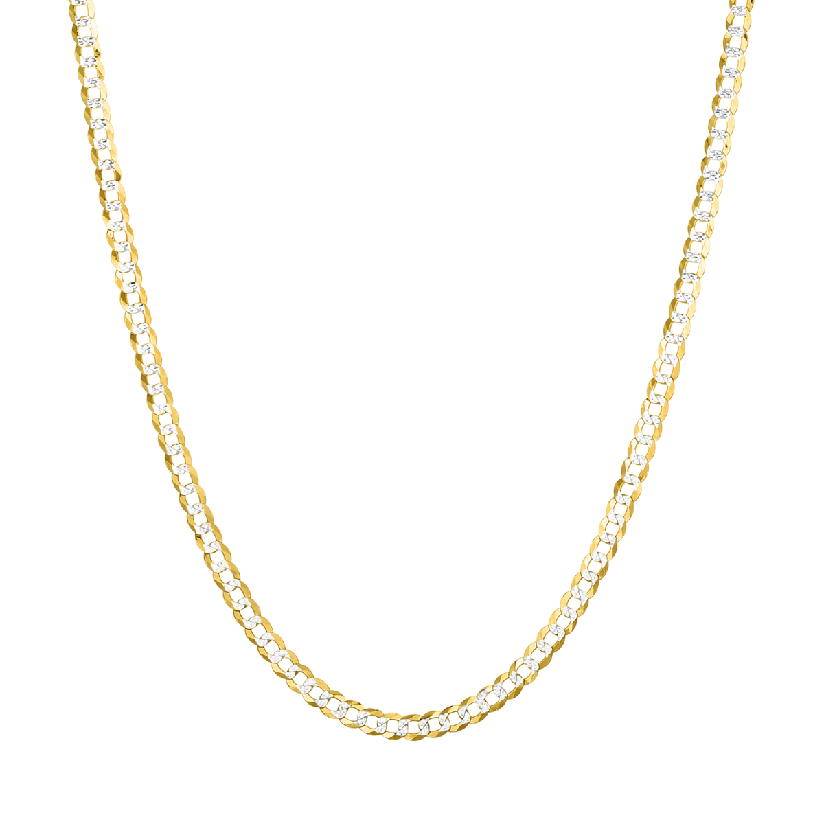 14K Yellow Gold 3.2mm Curb Pave Chain