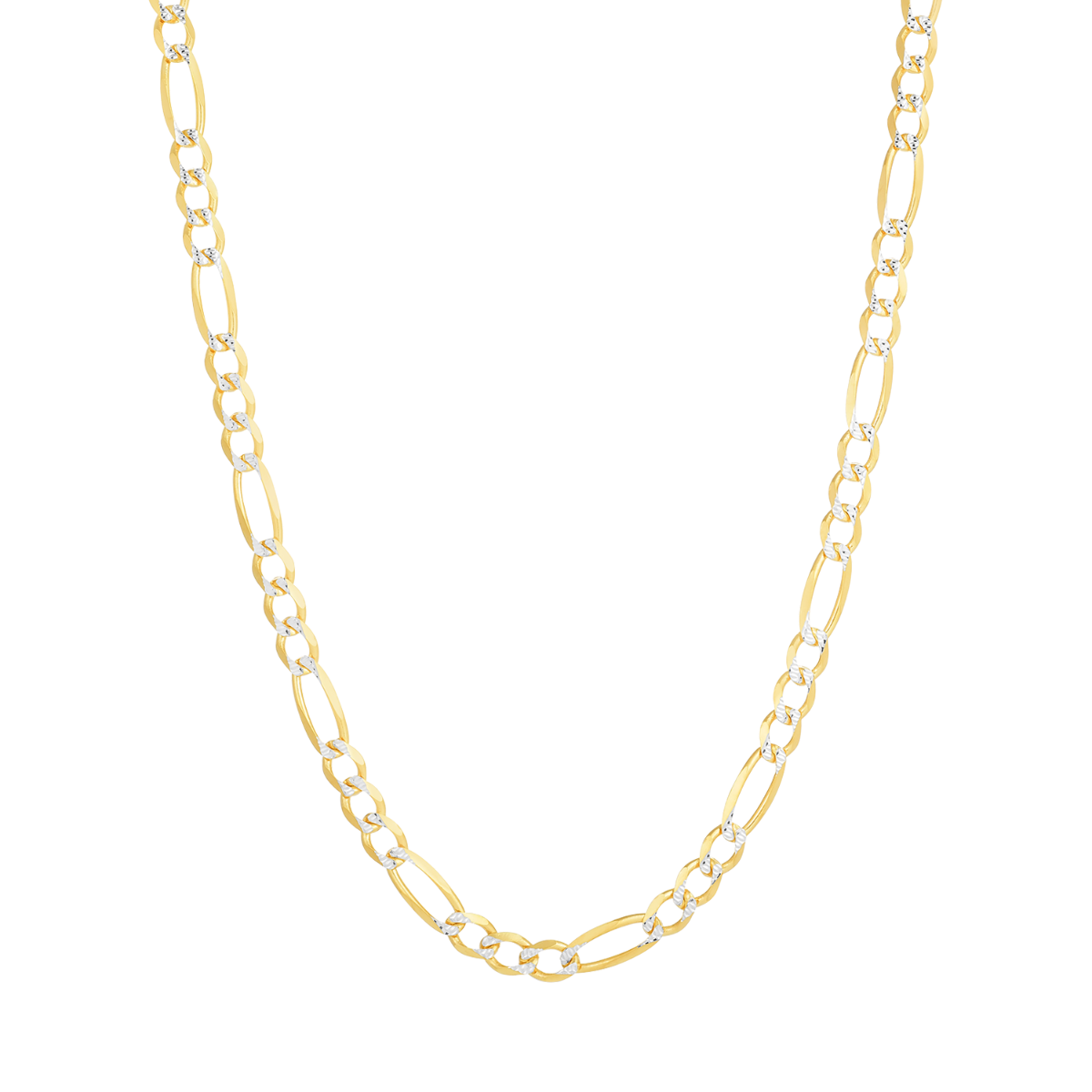 14K Yellow Gold 4.75mm Figaro Pave Chain