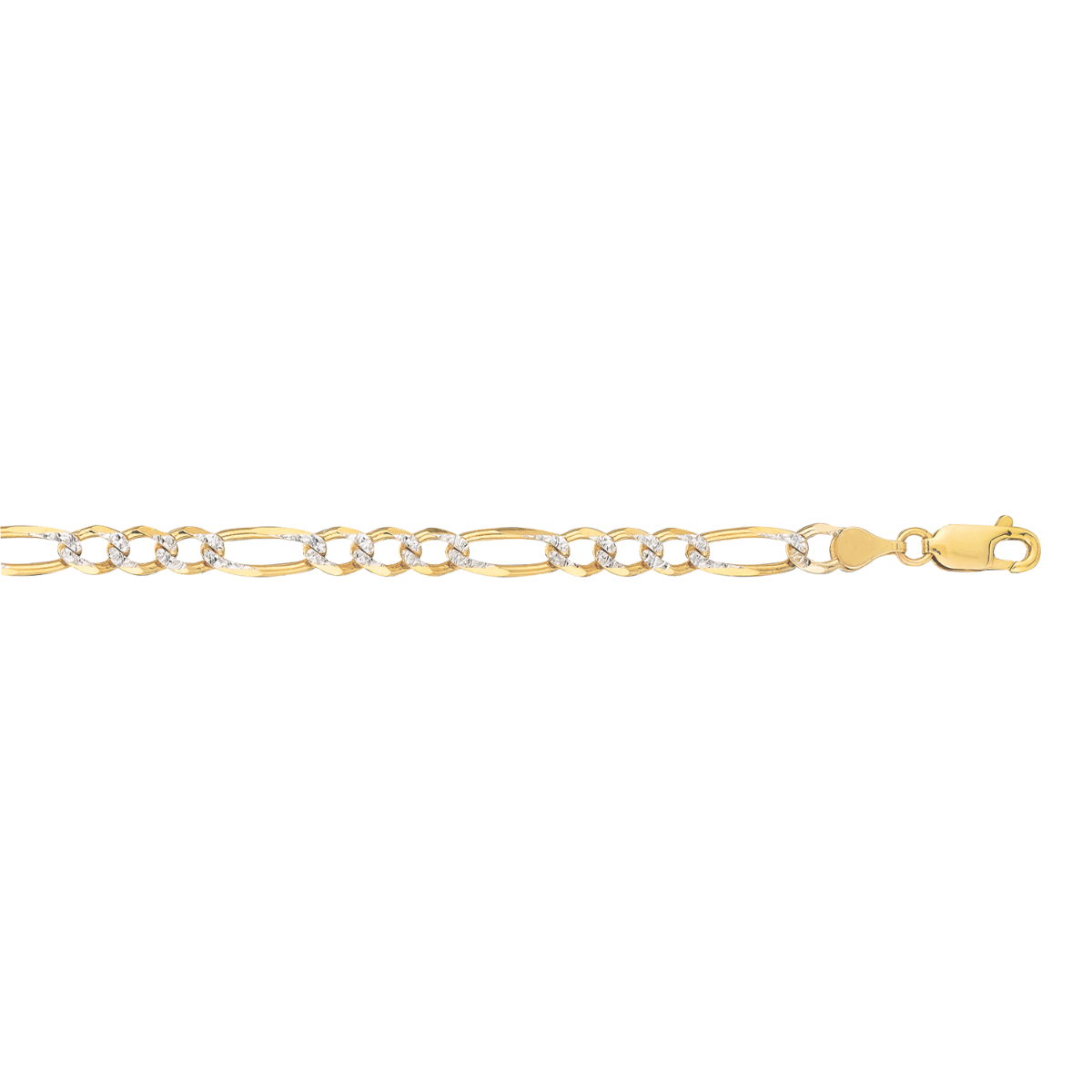 14K Yellow Gold 4.75mm Figaro Pave Chain