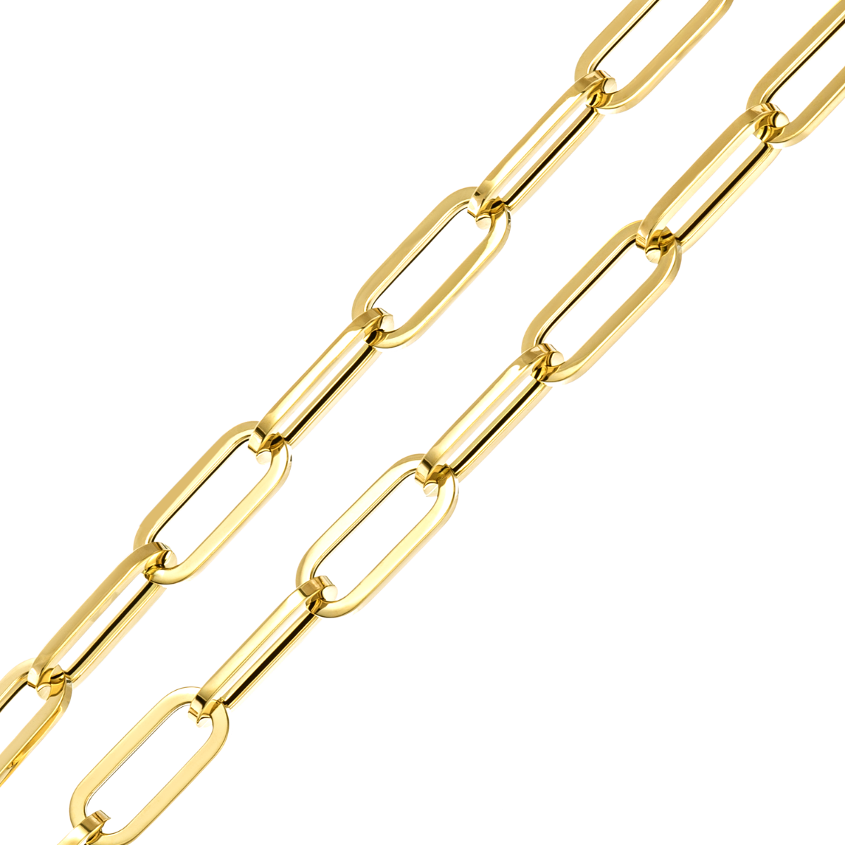 14K Yellow Gold 9mm Paperclip Hollow Link Chain