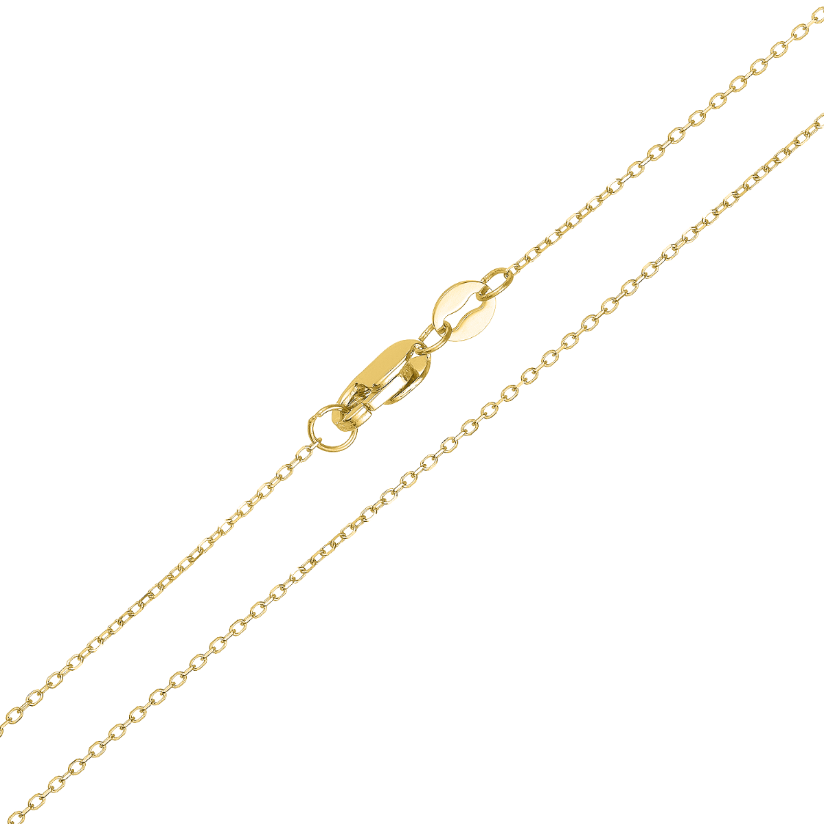 14K Yellow Gold .8mm Cable Link Adjustable Chain