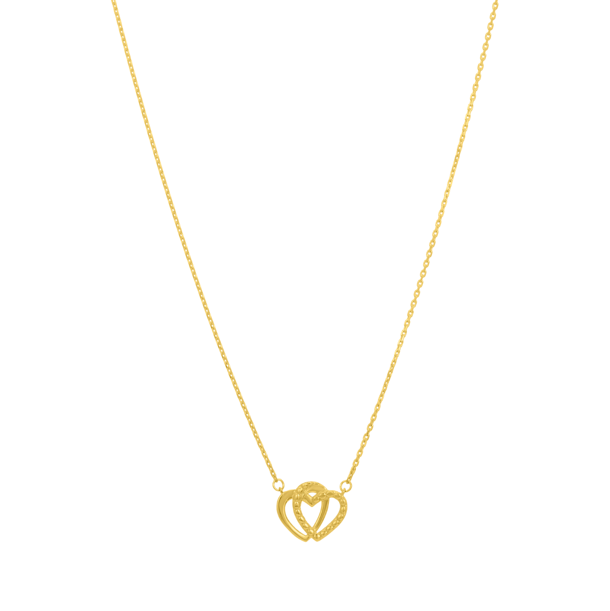 14K Yellow Gold Interlocked Hearts Necklace