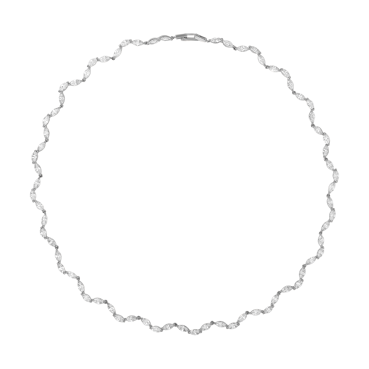 Silver Marquise Cubic Zirconia Wavy Necklace