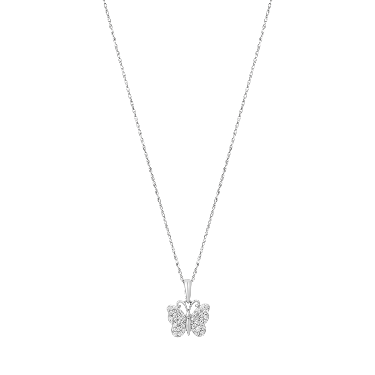 10K White Gold Butterfly Diamond Necklace