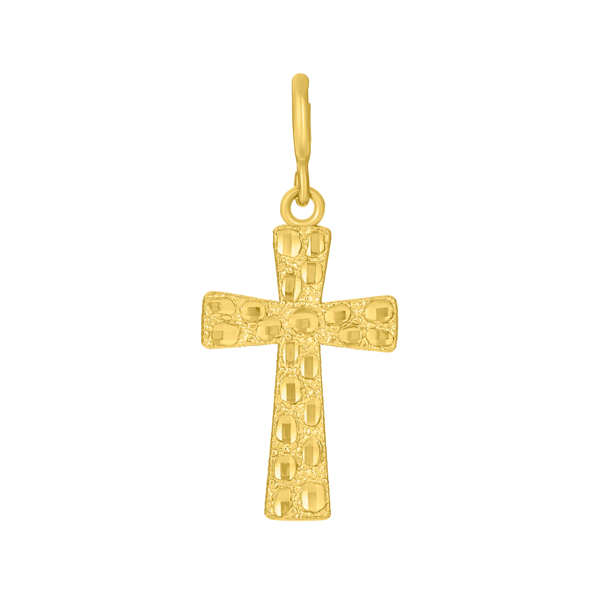 14K Yellow Gold Nugget Cross Charm Pendant