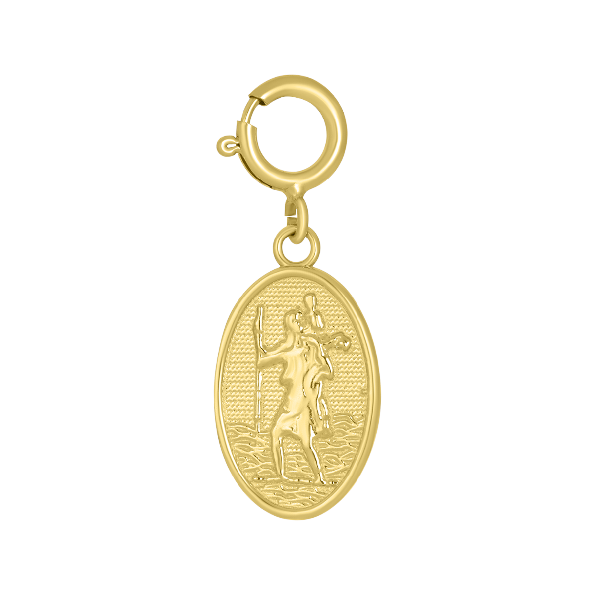 14K Yellow Gold Saint Christopher Oval Charm Pendant