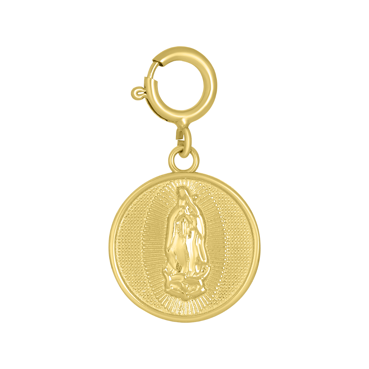 14K Yellow Gold Guadalupe Round Charm Pendant