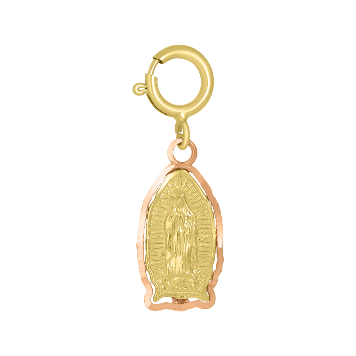 14K Two Tone Gold Lady of Guadalupe Charm Pendant