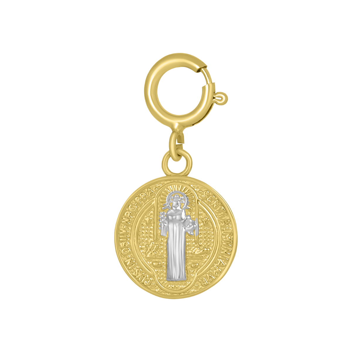 14K Two Tone Gold St Benedict Charm Pendant