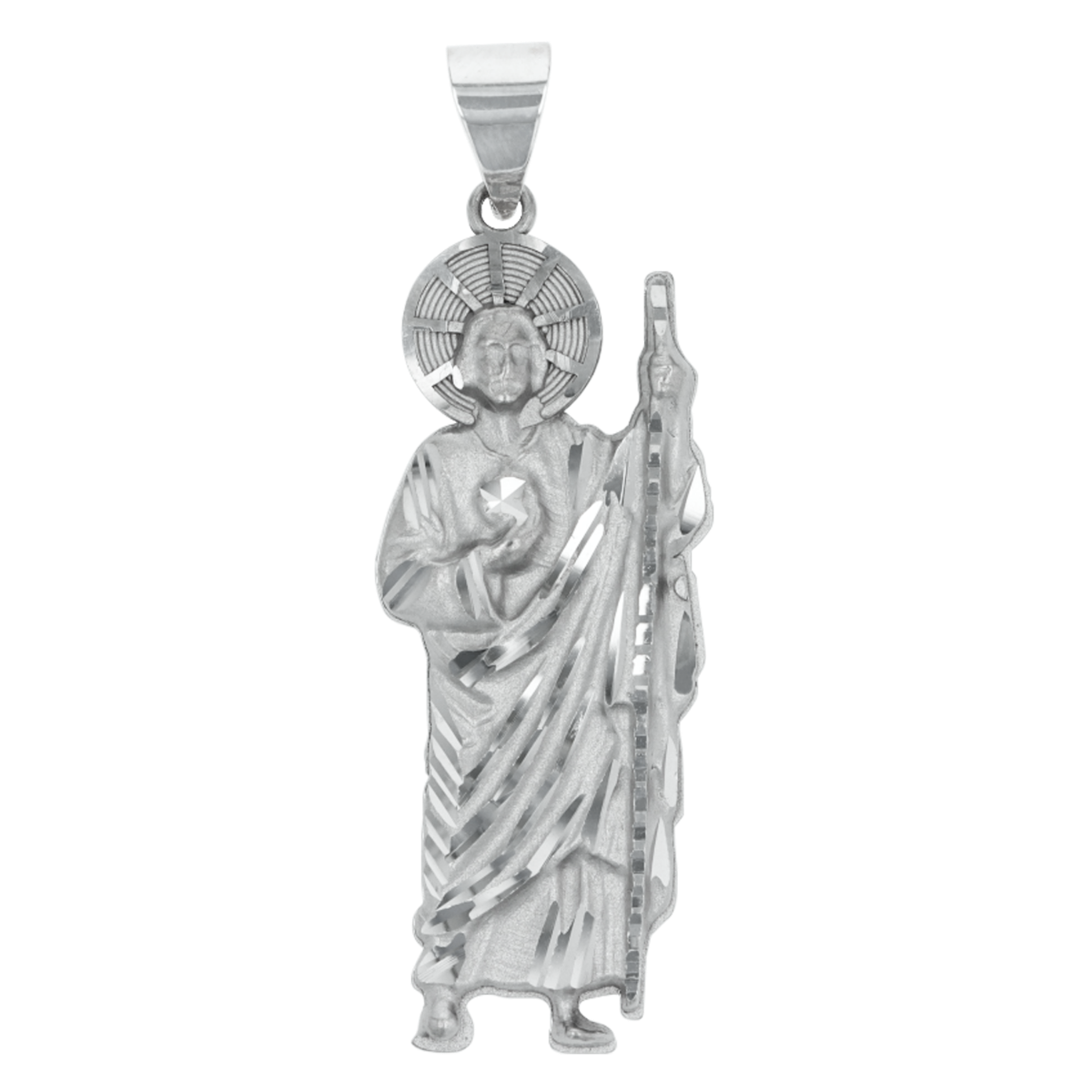 14K White Gold 39mm St. Jude Pendant